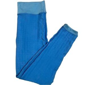 Pink Lily Scrunch Honeycomb Ruched Anti-Cellulite Blue Leggings